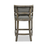 English Elm Paris 26.5” Farmhouse Counter Height Bar Stool With Backrest, Heathered Grey Linen