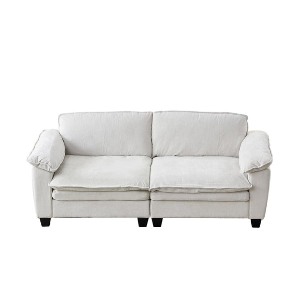 English Elm Living Room Chenille Loveseat with Pocket Coil Cushions and Washable Covers Seats Two Beige W1097S00233