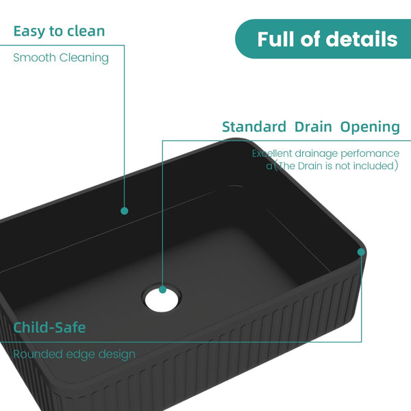 English Elm Bb17, Glossy Black Ceramic Vessel Basin for Modern Bathroom Vanity Countertop W1865P356025