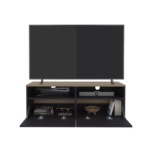 English Elm Colman Minimalist TV Stand with Open Shelves, Durable Engineered Wood, Compact 44.5" Black Oak B200P362042