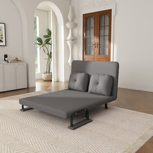 English Elm 46" Wide Corduroy Sleeper Sofa Bed Convertible Folding Chair for Two with Adjustable Backrest Grey W2700P431034