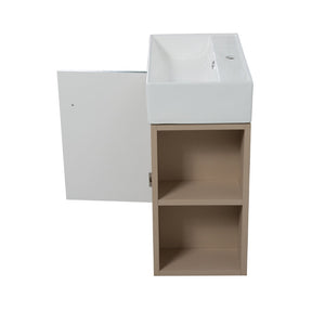 English Elm 21.6" Wall Mounted Sage Green Vanity Base with Open Shelf and Gold Hardware W1573P446794