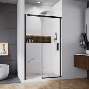 English Elm 44--48" Sliding Tempered Glass Shower Door Brushed Nickel Frameless Spa Bath W637P382565