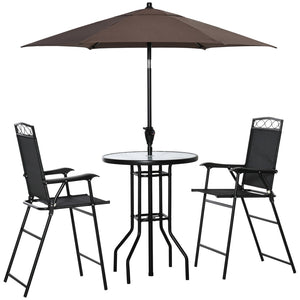 English Elm Outsunny Compact 4-Piece Outdoor Dining Set With Adjustable Umbrella & Folding Chairs For Small Spaces W2225P200652-GIGA