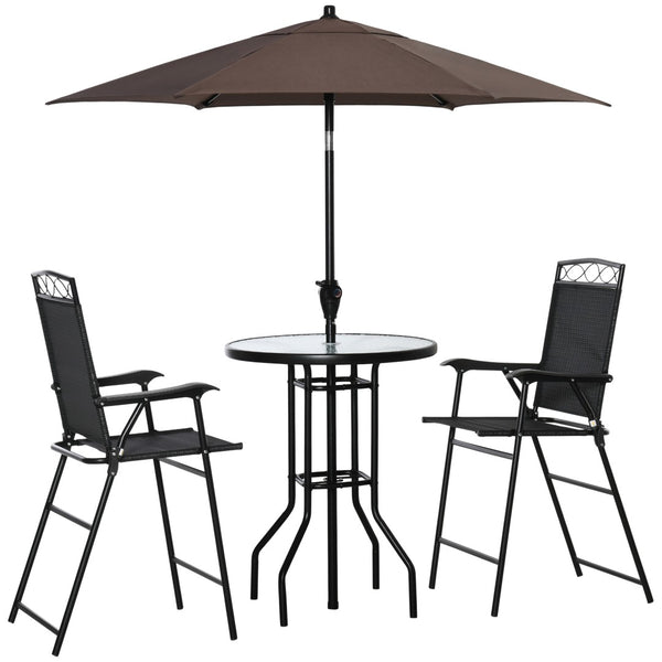 English Elm Outsunny Compact 4-Piece Outdoor Dining Set With Adjustable Umbrella & Folding Chairs For Small Spaces W2225P200652-GIGA