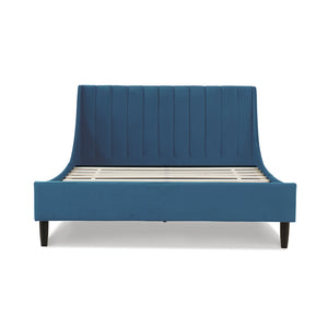 English Elm Jennifer Taylor Home - Aspen Vertical Tufted Queen Platform Bed Set In Luxurious Satin Teal Velvet For Modern Bedrooms B2719P238506