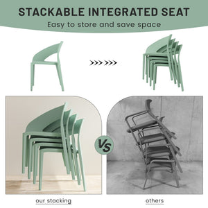 English Elm Summer Polypropylene Round Dining Set Stackable Chairs Uv Resistant Indoor Outdoor Patio Haze Green,White W3450S00026