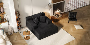 English Elm 64.96-inch Corduroy Sofa Bed Deep Seat Recliner for Living Room or Guest Space W3108P404509