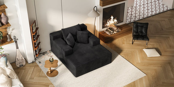 English Elm 64.96-inch Corduroy Sofa Bed Deep Seat Recliner for Living Room or Guest Space W3108P404509