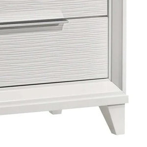 English Elm Ressy 2 Drawer Nightstand White Lacquer Tapered Legs Contemporary Bedroom Storage B056P417051