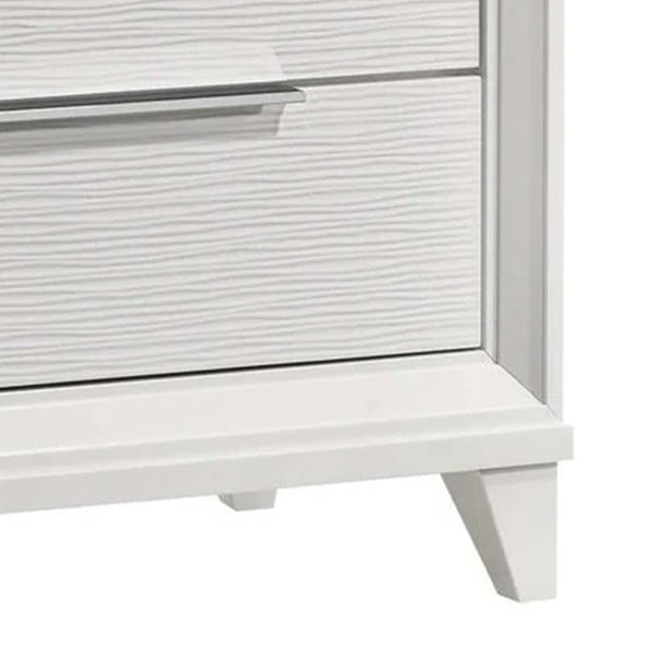 English Elm Ressy 2 Drawer Nightstand White Lacquer Tapered Legs Contemporary Bedroom Storage B056P417051