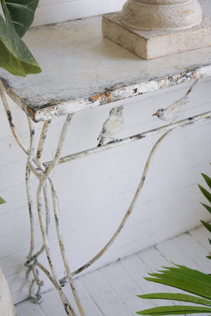 English Elm 43x16.5x34" Iron Console Table Twisted Legs Bird Sculptures Shabby Chic Entryway W2078P453111