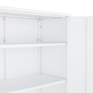 English Elm Naomi Metal Accent Cabinet 32" — Ventilated Double-Door Steel Storage with Adjustable Shelves, Modern Stability White B365P397891