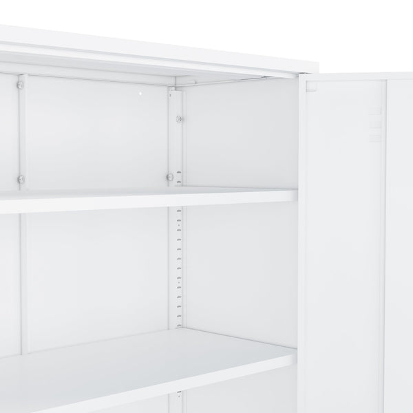 English Elm Naomi Metal Accent Cabinet 32" — Ventilated Double-Door Steel Storage with Adjustable Shelves, Modern Stability White B365P397891