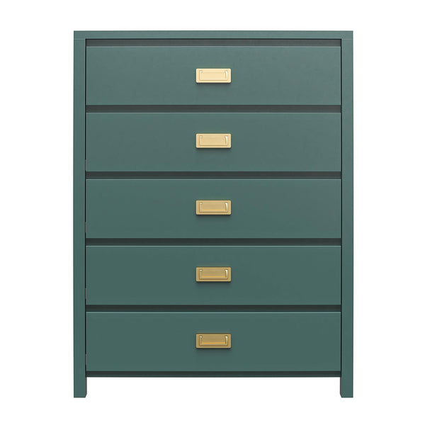 English Elm Haven 5-Drawer Kids' Dresser with Gold Pulls, Sturdy Compliant Storage, Metal Slides & Anchor Kit B2733P395083