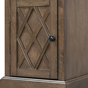 English Elm U-can Acacia Wood End Table with Usb Charging Station Drawer and Cabinet Storage Antique Brown N724P353565D