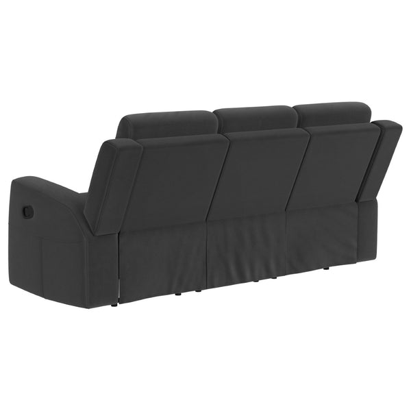 English Elm Slater Manual Reclining Sofa with Channel Tufted Back and Suede Leatherette Upholstery Charcoal B062P440397