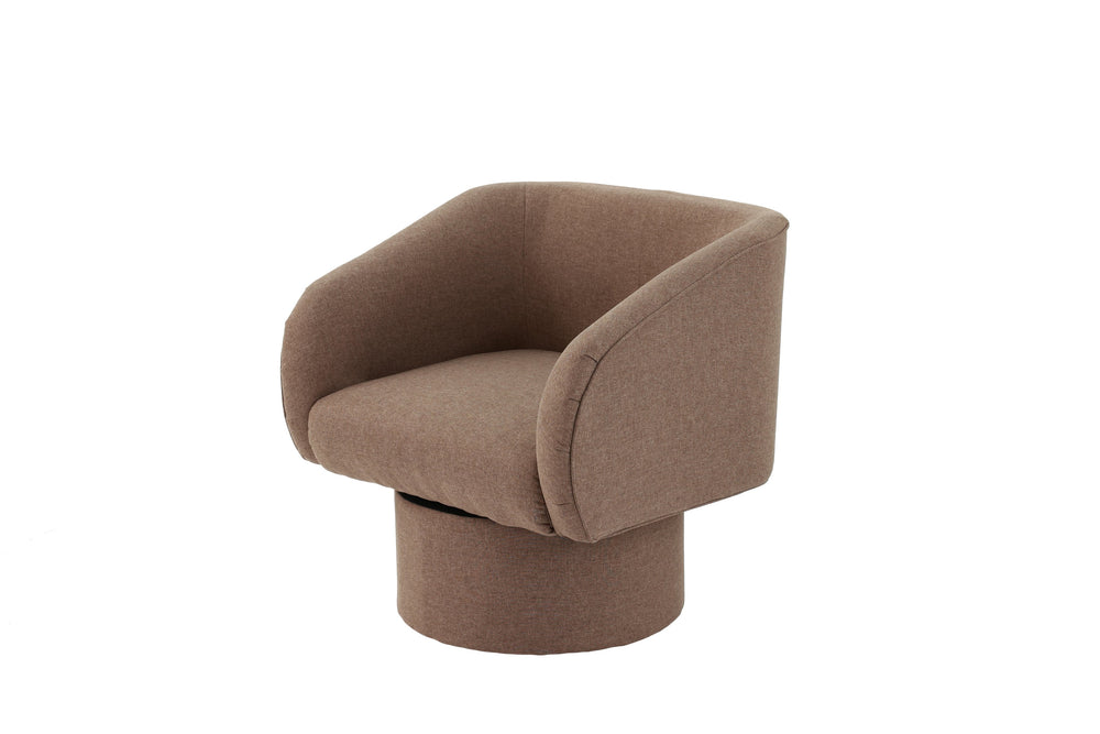 English Elm Classic Swivel Accent Chair with Linen-Like Upholstery, Modern Curved Design, Cozy Cushioning for Living Room Light Coffee 29 L x 20 W x 31 H B011P281855