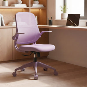 English Elm Ergonomic Mesh Back Task Chair with Flip Armrests High Density Foam Seat 500lb Capacity Purple W5280P464446