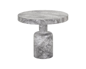 Sunpan Elmira Elegant Round Side Table with Grey Faux Marble Finish for Chic Indoor & Outdoor Spaces