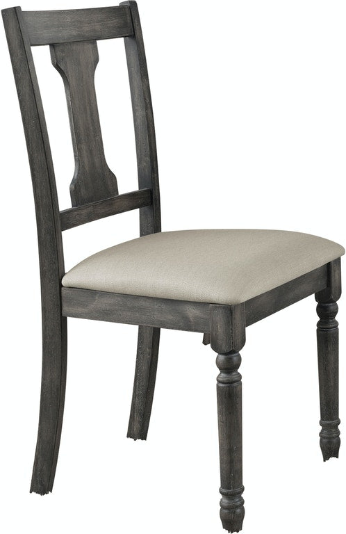 English Elm Wallace Tan Linen Side Chair Set of 2 — Weathered Gray Wood, Padded 2" Cushion, Armless Dining Accent B2726P278397