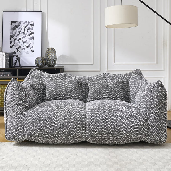 English Elm Soft Plush Foam Beanbag Chair for Two People, Square Recliner Sofa With Superfiber Comfort Embrace Grey W1996P252274