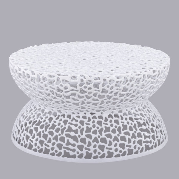 English Elm T3704-35 Cast Aluminum Round Coffee Table with Coral Lattice Cutouts for Modern Living B009P417516