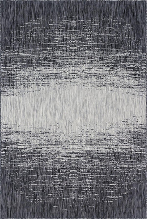 Unique Loom Outdoor Modern Ombre Machine Made Abstract Rug Charcoal Gray, Ivory/Gray 6' 1" x 9' 0"