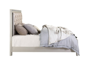 English Elm Sliverfluff Button Tufted Pu Leather Storage Platform Bed with Led Ambient Lighting B2726S00318