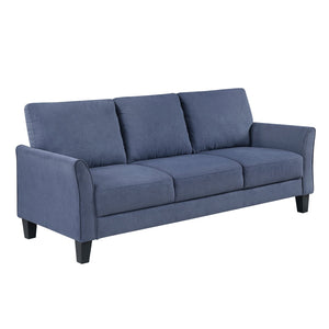 English Elm Modern Upholstered Sofa with Plush Cushions and Solid Wood Frame for Stylish Durable Comfort Blue 67.5 L x 26 W x 18 H B011P379439