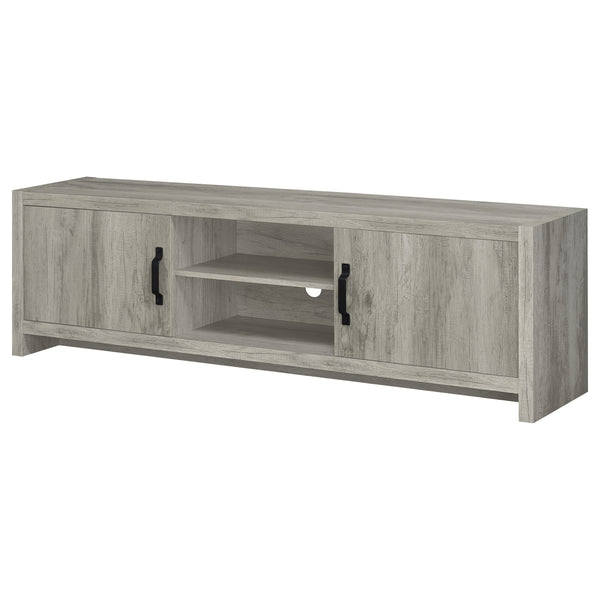 English Elm Conifer 71" Grey Driftwood TV Stand - Low Wide Engineered Wood Console with Hidden Shelves & Open Center for Organized Living Rooms B062P375401