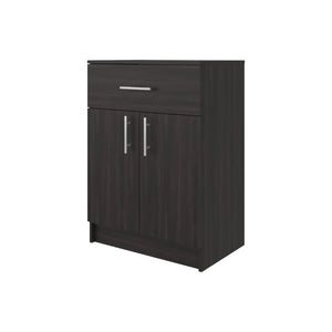 English Elm Barbados Dark Walnut Pantry Cabinet with Drawer Double Doors and Interior Shelving B097P474319