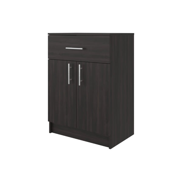 English Elm Barbados Dark Walnut Pantry Cabinet with Drawer Double Doors and Interior Shelving B097P474319