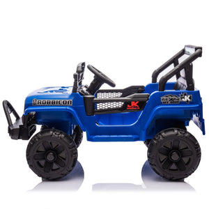 English Elm 12v Kids Electric Ride on Truck with Parental Remote Four Wheel Suspension and Led Lights Blue W1578P187460