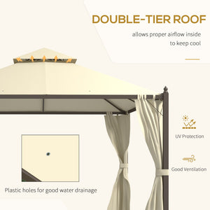 English Elm Outsunny 10' X 12' Steel Outdoor Patio Gazebo With Privacy Curtains, Two-Tier Roof & Versatile Design W2225P200753-GIGA