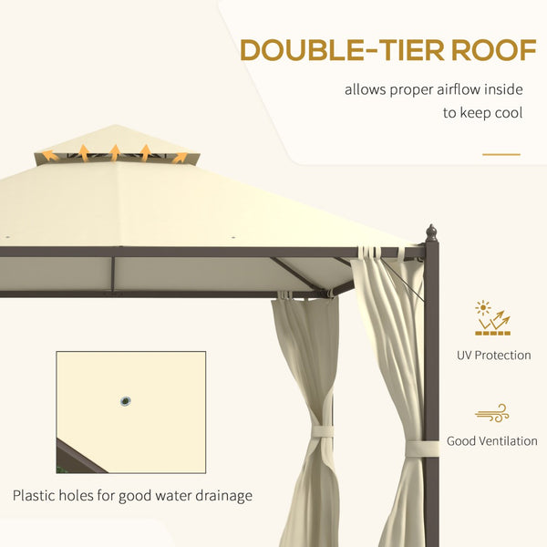 English Elm Outsunny 10' X 12' Steel Outdoor Patio Gazebo With Privacy Curtains, Two-Tier Roof & Versatile Design W2225P200753-GIGA