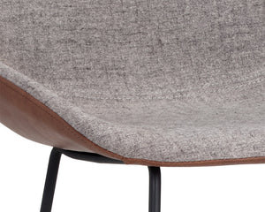 Sunpan Mccoy Counter Stool - Stylish Two-Toned Design with Faux Leather, Black Steel Legs for Modern Dining November Grey / Cinnamon Brown