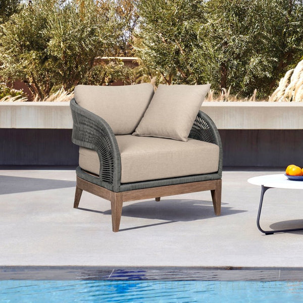 English Elm Orbit Outdoor Lounge Chair Eucalyptus Hardwood Woven Rope Resort Patio Seating B2736P464823