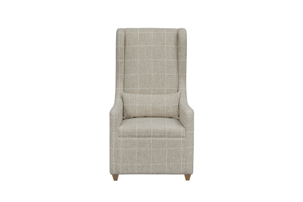 English Elm Dining Host Chairs Set of 2 High Back Grid Upholstered with Hickory Wood Legs B2699P439928