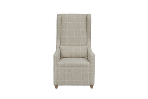English Elm Dining Host Chairs Set of 2 High Back Grid Upholstered with Hickory Wood Legs B2699P439928