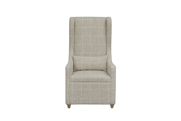 English Elm Dining Host Chairs Set of 2 High Back Grid Upholstered with Hickory Wood Legs B2699P439928