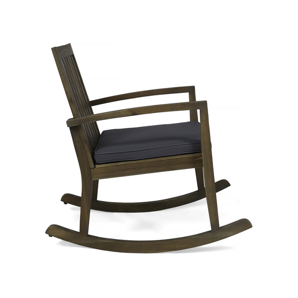 English Elm Christopher Knight Home® - MONTROSE Rocking Chair with Acacia Wood Frame and Water-Resistant Cushion for Cozy Outdoor Relaxation DARK GREY 39.5 L x 28.25 W x 7 H 62389.00GRY
