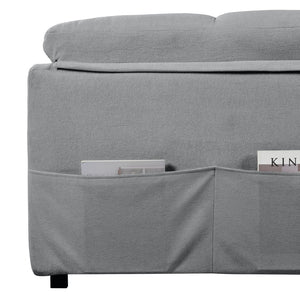 English Elm (old: W3163p269700) Convertible Chenille Sleeper Loveseat with Queen Pullout and Rolling Casters Grey W3163S00101