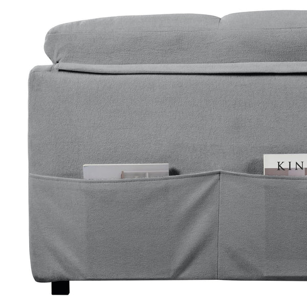 English Elm (old: W3163p269700) Convertible Chenille Sleeper Loveseat with Queen Pullout and Rolling Casters Grey W3163S00101