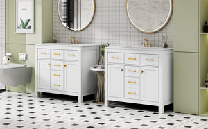 English Elm 72'' Modern Bathroom Vanity Set With Ceramic Sink, Solid Wood Frame, Ample Storage & Sleek Design N710SS00011K