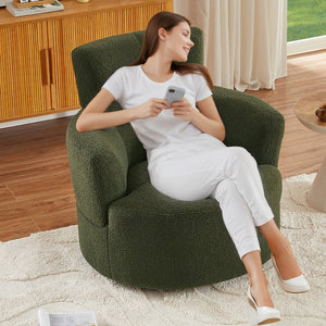 English Elm 360° Swivel Chair - Cozy Upholstered Barrel Accent Chair With Adjustable Headrest For Modern Living Spaces N719P272676F