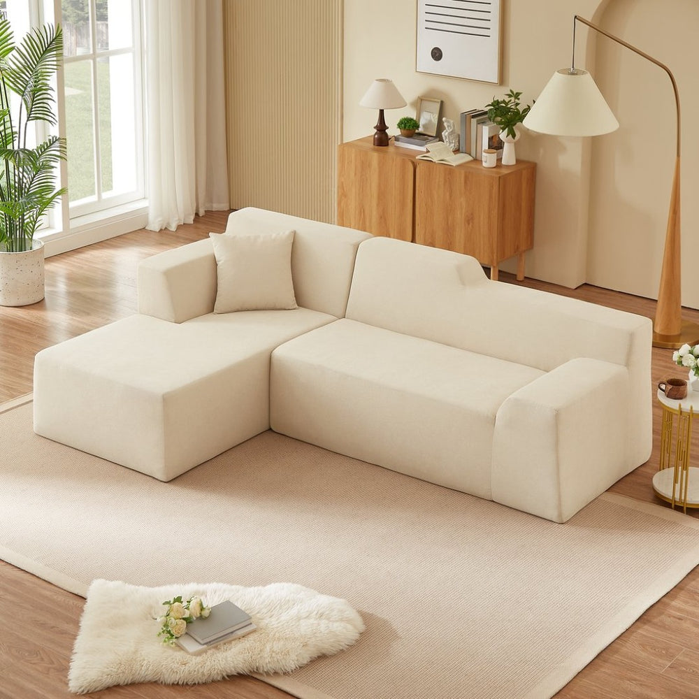 English Elm Modern Corduroy L-shaped Sectional Sofa with High Back for Minimalist Living Rooms W3396P415591