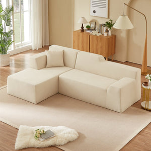 English Elm Modern Corduroy L-shaped Sectional Sofa with High Back for Minimalist Living Rooms W3396P415591