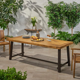 Christopher Knight Home® - Noble House - Carlisle Outdoor Eight Seater Wooden Dining Table, Teak and Rustic Metal Finish