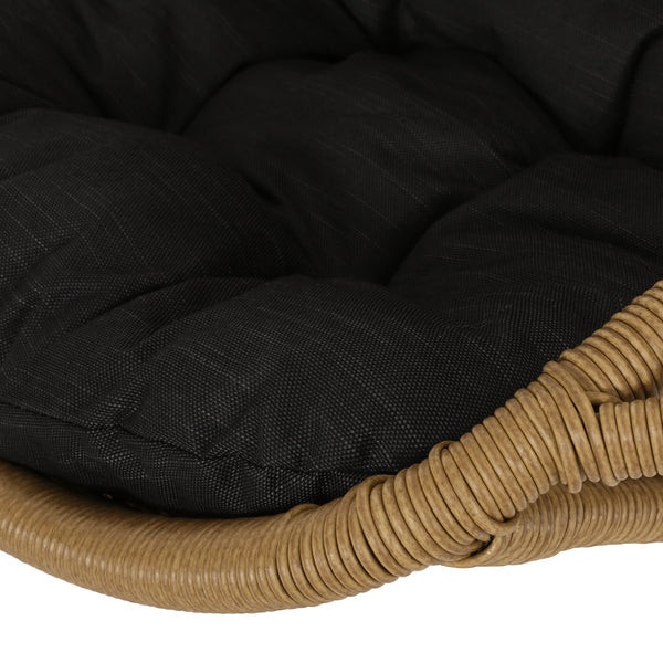 English Elm Christopher Knight Home® - Berkshire Cozy Hanging Chair With 8Ft Chain - Stylish Wicker Design, Plush Cushions & Versatile Use 70842.00BLK